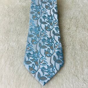 Giorgio Armani Blue and Gray Floral Tie